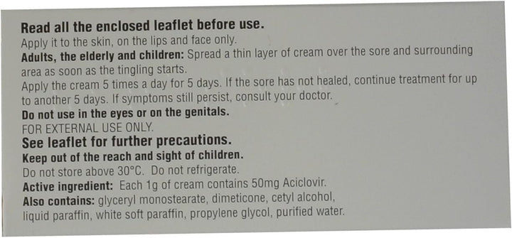 5 X  2G 5% Cold Sore Cream (5 Packs)