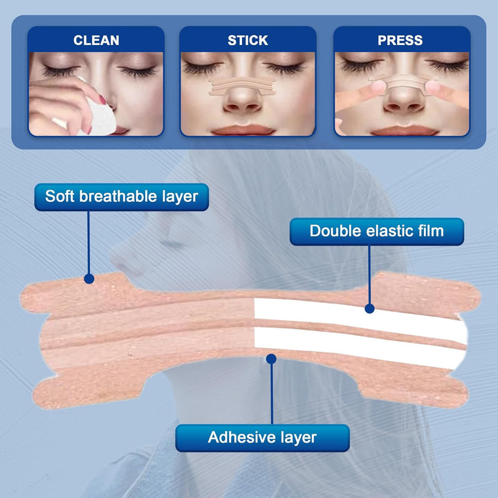 Nasal Strips 50 Pcs Nose Strips for Snoring Relief, Anti-Snoring Devices for Men and Women, Drug-Free Nose Strips to Relieve Congestion from Colds or Allergies,Snore Strips for Sports and Sleep