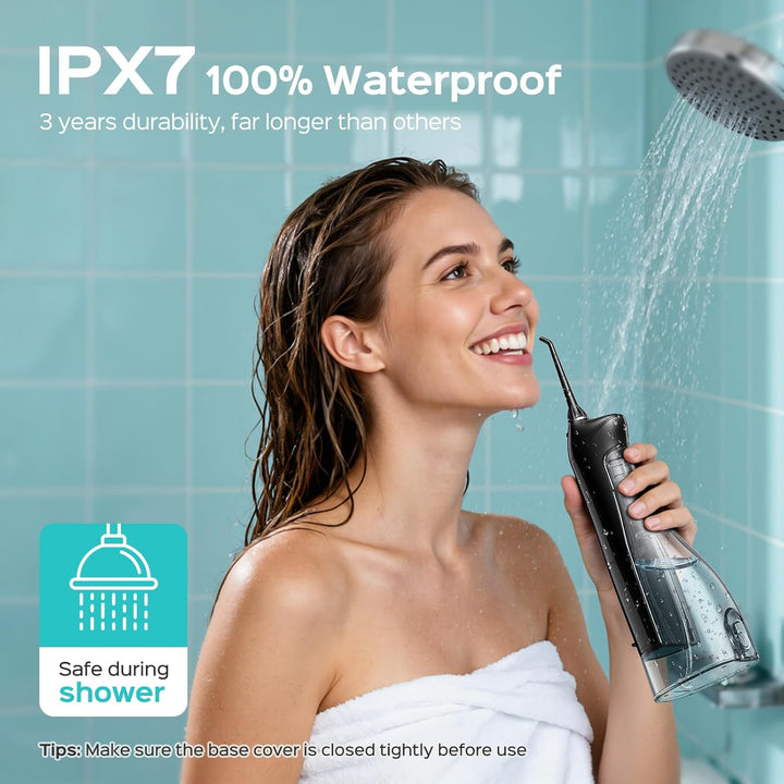 Water Dental Flosser for Teeth Cordless: 2025 Upgraded Portable Oral Irrigator 300ML 5 Jet Tips Rechargeable Tooth Flosser Teeth Braces Pick IPX7 Waterproof Irrigation Cleaner for Travel Home
