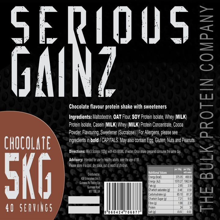 , SERIOUS GAINZ - Whey Protein Powder - Weight Gain, Mass Gainer - 30G Protein Powders (Chocolate, 5Kg)