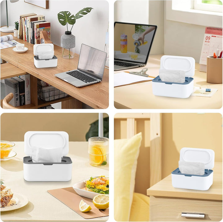 2 PCS Wipes Dispenser Case Box, Baby Wipes Box Dispenser, Dry Wet Tissue Paper Case Holder, Tissue Storage Box Case with Lid, Keep Wipes Fresh, Nappy Box Organiser Storage for Office, Home Accessories
