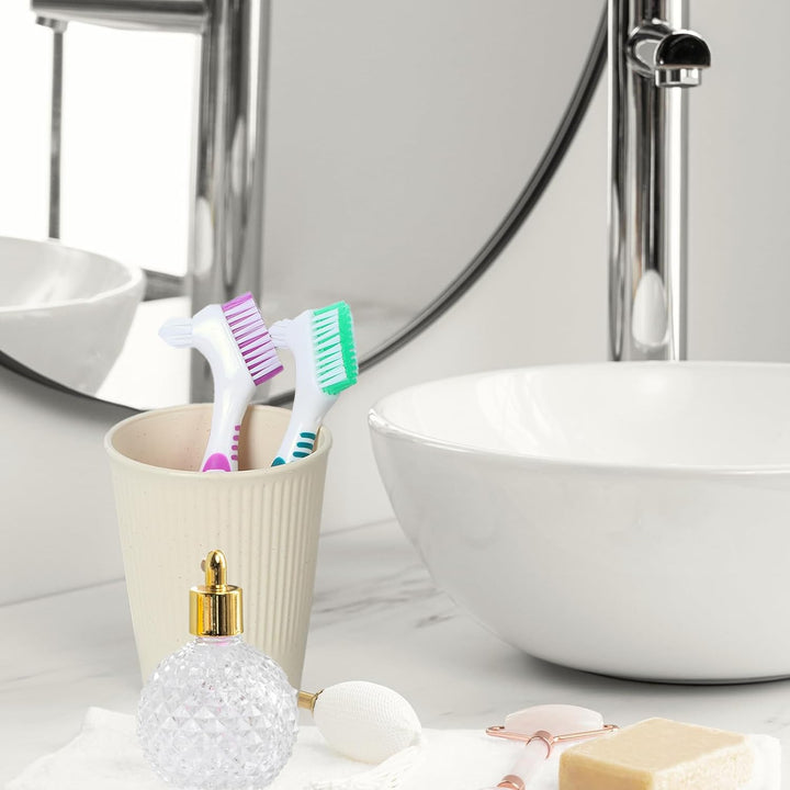 8Pcs Retainer Brush,Denture Brushes, Multi-Layer Bristles, Double-Sided Retainer Cleaning Brushes, for Dentures Care, Blue, Purple, Green, Orange