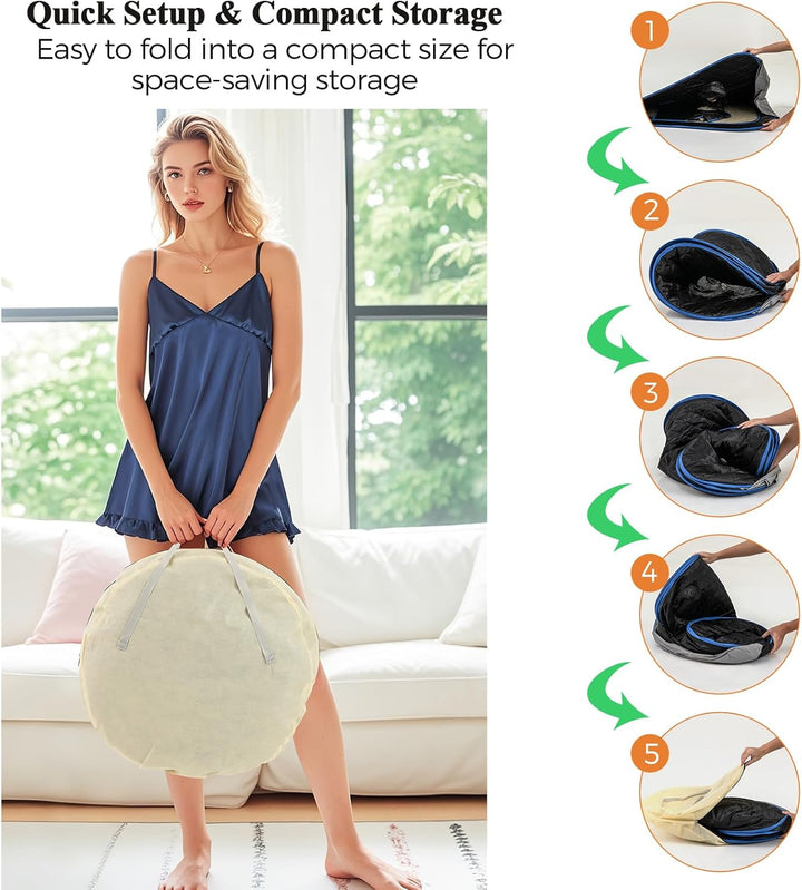 Portable Steam Sauna, Full Size Home Personal Sauna Tent with 3L 1000W Steamer, Remote Control, Folding Chair, Foot Massager Board, Foldable Full Body Steam Spa (Black)