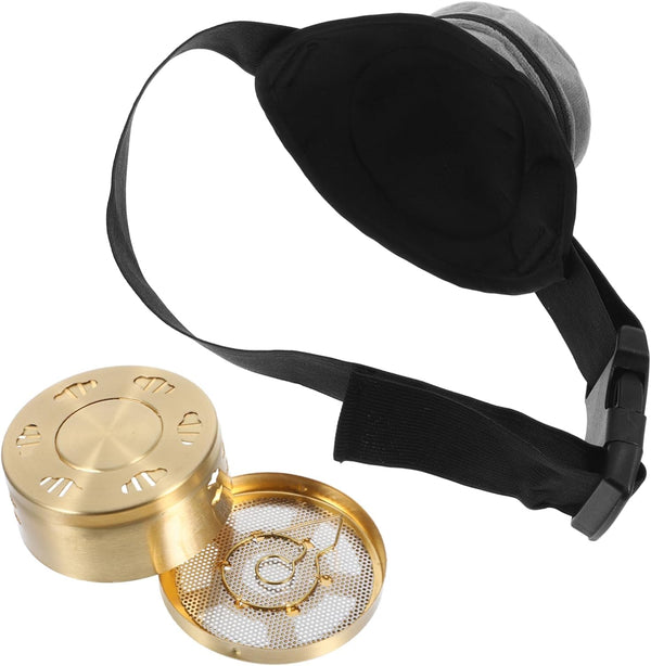 Adjustable Strap Smokeless Moxa Box Copper Moxibustion Container Gray Cloth Bag Portable Heat Therapy for Waist Neck Shoulder Back Pain Relief