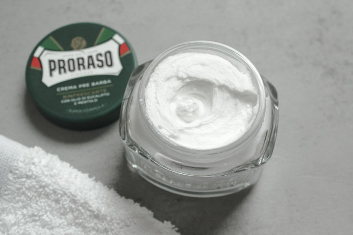 Pre Shave Cream, 100Ml, Refreshing and Toning Pre Shaving Cream with Eucalyptus Oil and Menthol, Made in Italy, Green