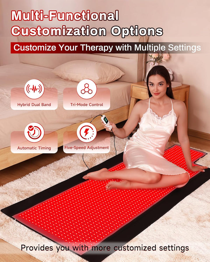 73"X33" Medical-Grade TPU Red Light Therapy Mat for Full Body Pain Relief, 73"X33" Dual Wavelength Infrared Red Light Blanket with 1370 Leds for Home Use
