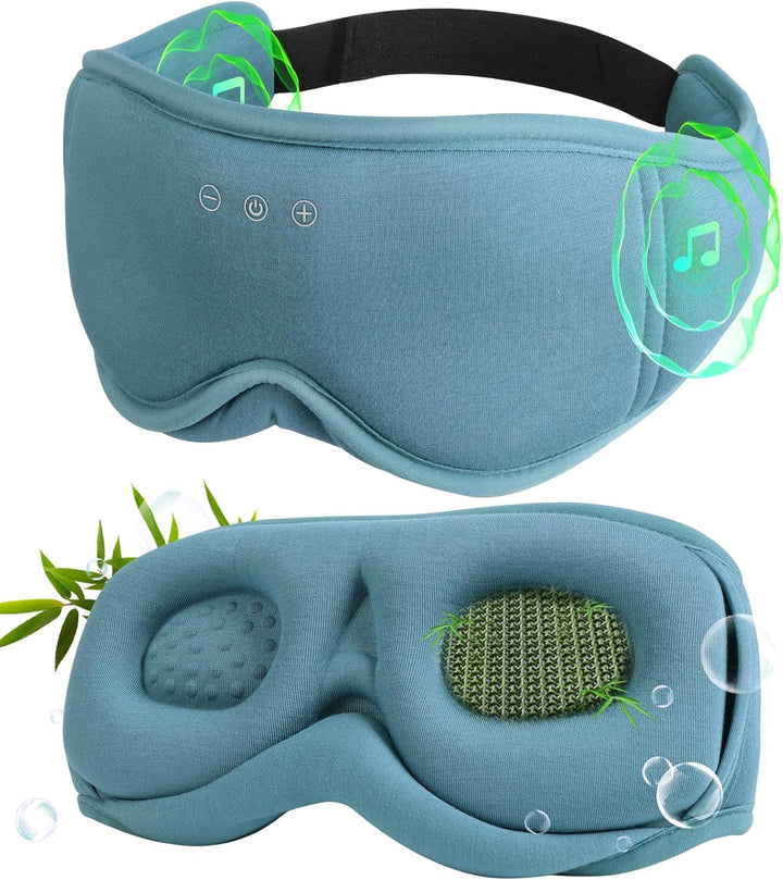 Bluetooth Sleep Mask Headphones 200% Blackout 3D Deep Eye Mask with Headphones Bluetoothv5.4 Can Play 15Hrs Breathable Eye Mask with Bluetooth Earphones for Travel,Nap Sleeping,Shift Work