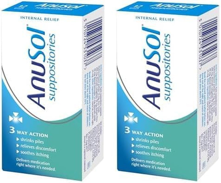 , Suppositories Treatment for Haemorrhoids Shrinks Piles Relieves Discomfort and Soothes Itching, 12 Suppositories