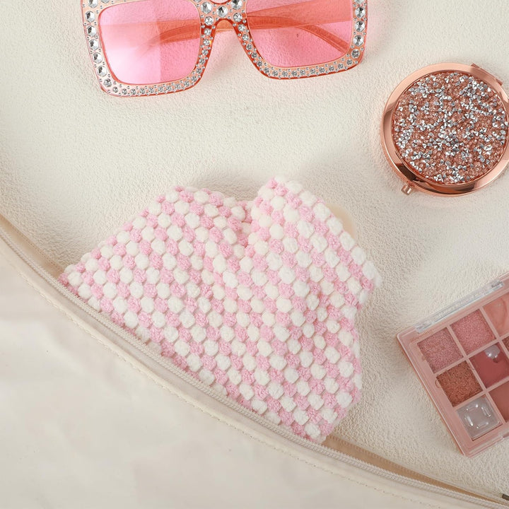 Hot Water Bottle, 500ML Small Hot Water Bottle with Cover Stripe Style Hand Warmer with Soft Premium Faux Fur Cover 2-In-1 Bottles for Cold & Hots Compress Bag for Women Seniors(Pink)