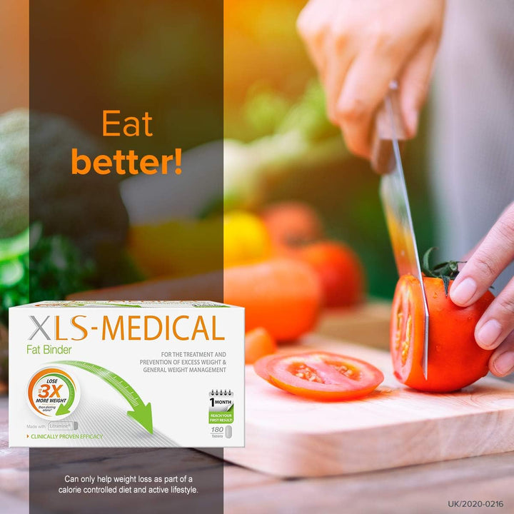Xls-Medical Fat Binder 180 Tablets - Reduce Calorie Intake from Dietary Fats - up to 3X More Weight Loss - with Litramine as Active Ingredient - 30-Day Treatment