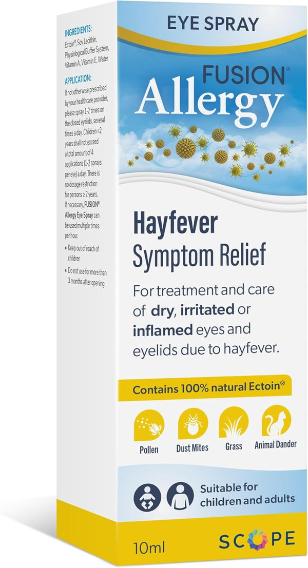 Eye Spray with 100% Natural Ectoin - Hydrating Drug Free Treatment for Hay Fever Symptoms and Dry, Irritated Eyes (10 Ml - 220 Doses)
