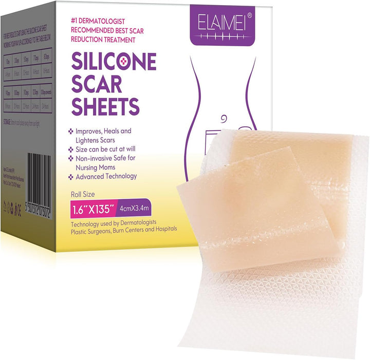 Silicone Scar Sheets, Silicone Scar Tape (1.6” X 120”Roll-3M), Scar Tape Roll Medical Silicone Easy-Tear Gel Tape Roll, Scar Removal Sheets Works on Old & New Scars, Scar Treatment Sheets