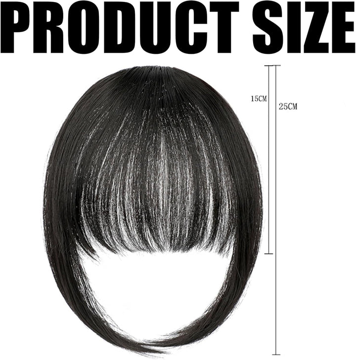100% Human Hair Bangs Clip in Hair Extensions for Women, French Bangs Fringe with Temples, Natural Color, Washable, for Daily, Wedding, Party (Heat Resistant, Lightweight)