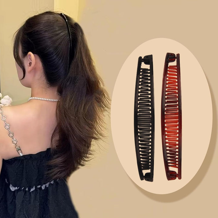 4 Pcs Banana Hair Clips for Fine Hair and Thick Hair, Fishtail Small Banana Hair Clip,For Women Bananas Clip Double Comb Long Hair Clips Ponytail Hair Comb Bananas