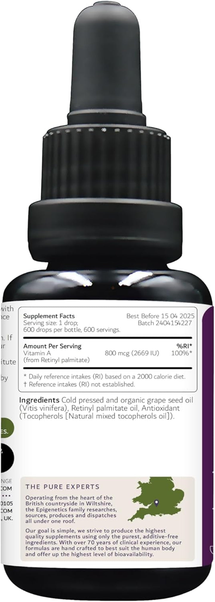 Smart Vitamin a Oil (GSO) 30Ml | Vitamin a 800Mcg (Retinyl Palmitate) + Organic Grape Seed Oil | UK Made Vegan Liquid | 1 Drop Daily (High Strength)