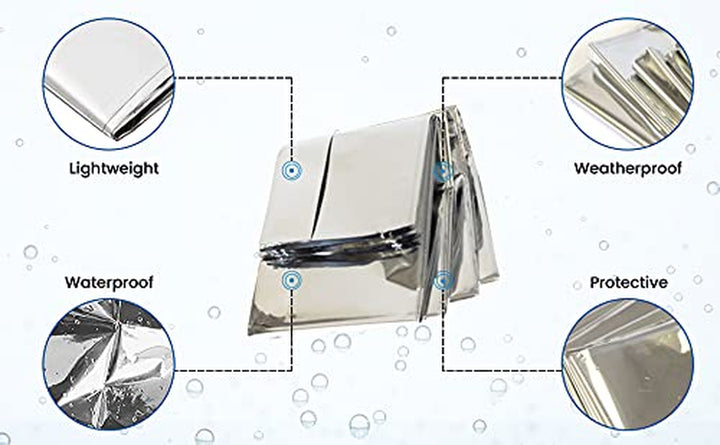 CB-6841 Emergency Foil Mylar Thermal Blankets, First Aid Space Blanket for Outdoors, Hiking, Survival, 52" X 84"