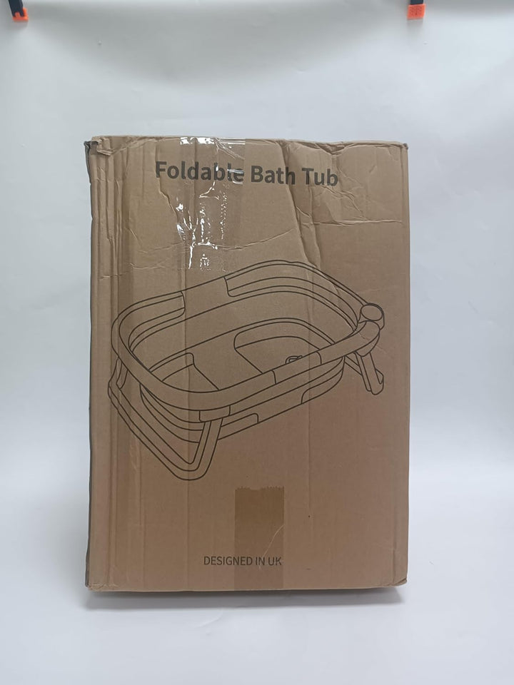 Baby Bath Tub Foldable Bathtub, Collapsible Toddler Bath Tubs with Baths Support Cushion Pad Seat Mat, Anti-Slip Portable Travel Shower Bathing Basin Folding Bathtubs for Newborn Toddler Infant (Grey)