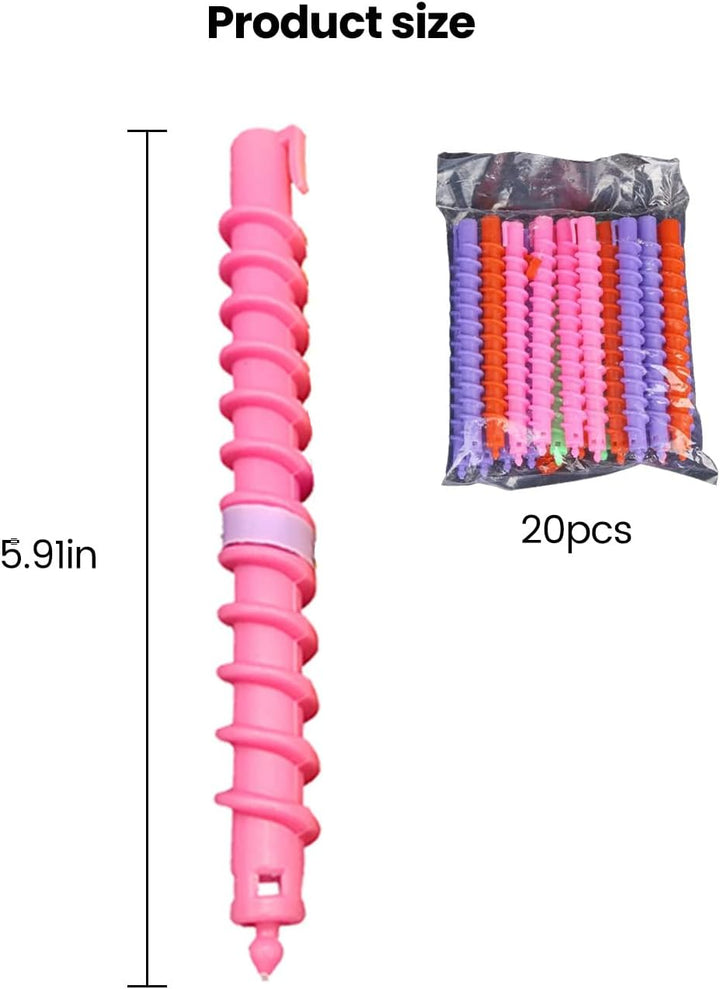 20-Pack Hair Curlers Spiral Perm Rods for Long and Short Hair, 15Cm Spiral Curly Heatless Hair Ties for Women, DIY Hair Styling Rollers for Natural Curls and Waves