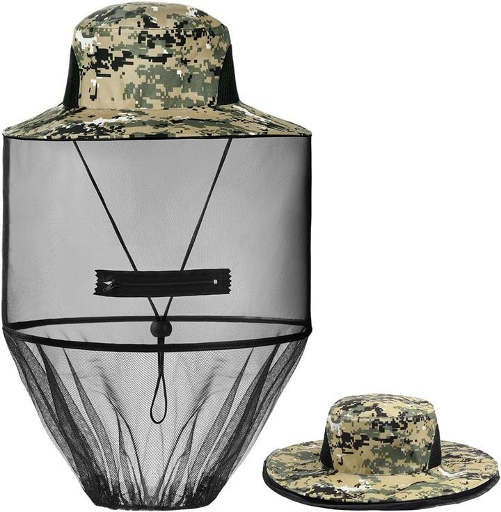 Mosquito Head Net Hat, Mosquito Hat with Removable Netting, Bee Keeper Hat, Anti-Mosquito Fishing Hat, Camping Mosquito Hat, Midgie Face Cover, Portable Midge Head Net Hat for Outdoor Hiking