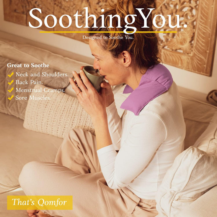 Large Wheat Bag for Pain Relief - Microwavable Heat Pack with Lavender - Flexible Heat Pad for Back, Neck, Shoulder, Period Pain Relief - Soft & Soothing Heated Neck Warmer (Purple)