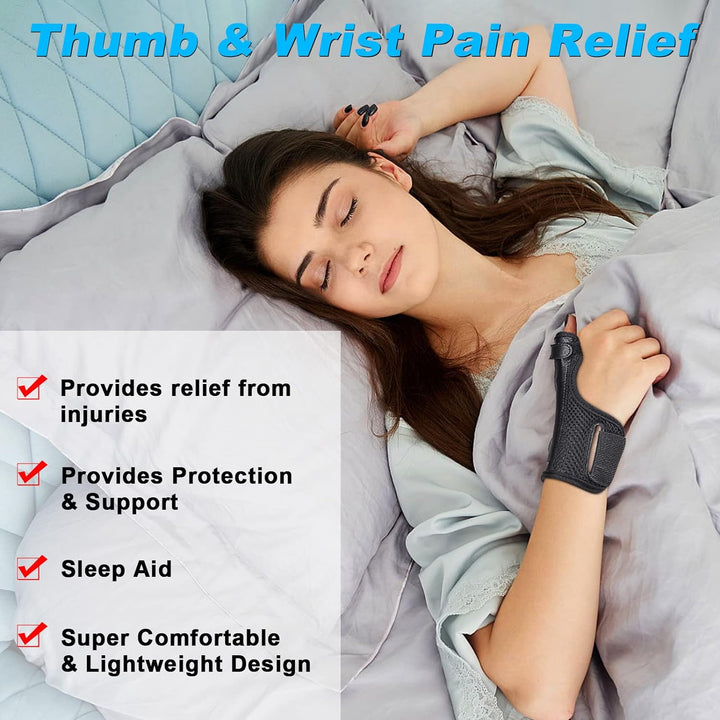 Reversible, Thumb Spica Splint for Right & Left Hand, Breathable Thumb & Wrist Support with Two Metal Splint, Trigger Thumb Immobilizer for Arthritis, Tendonitis, Sprains, L