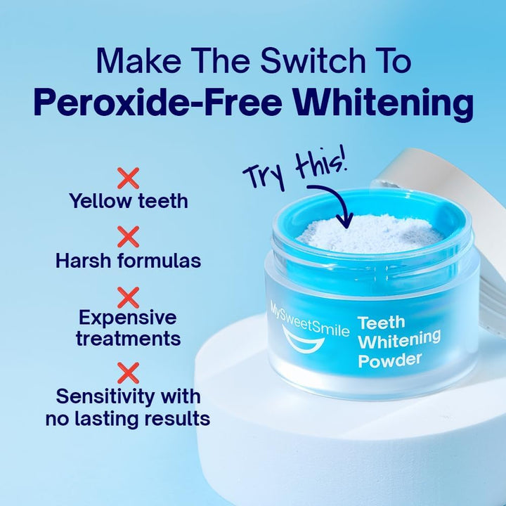 Dentist-Approved Teeth Whitening Powder - Indybest Award-Winner - Enamel-Safe & Sensitivity-Free - Cool Mint Flavour - Removes Years of Stains - 6 Month Teeth Whitener Supply