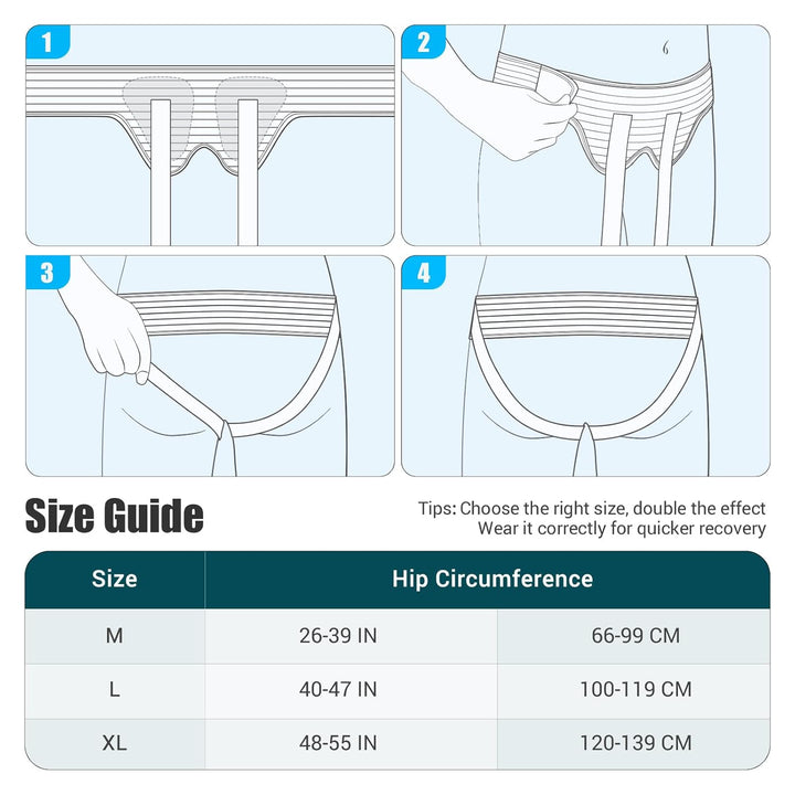 Hernia Belt for Men and Women Flexible Adjustable Inguinal Groin Hernia Belt Support Truss Pain Relief Recovery Strap with 2 Removable Compression Pads Comfortable Material (M)