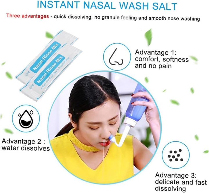 80 Pcs Nasal Salt Packets Iodine-Free Instant Dissolving Rinse Mix for Nose Care for Allergies and Sinus Relief Convenient for Daily Use