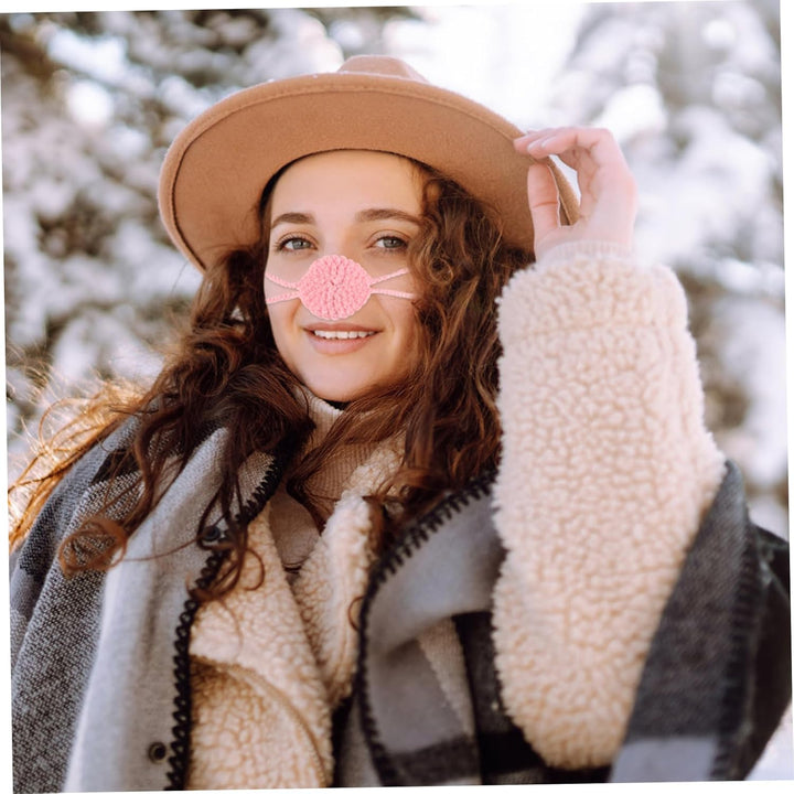 Soft Knit Nose Warmer Mask for Women and Boys and Girls Warm Crochet Nose Cover Shield for Winter Outdoor Activities and Skiing Cold Weather Protection in Pink