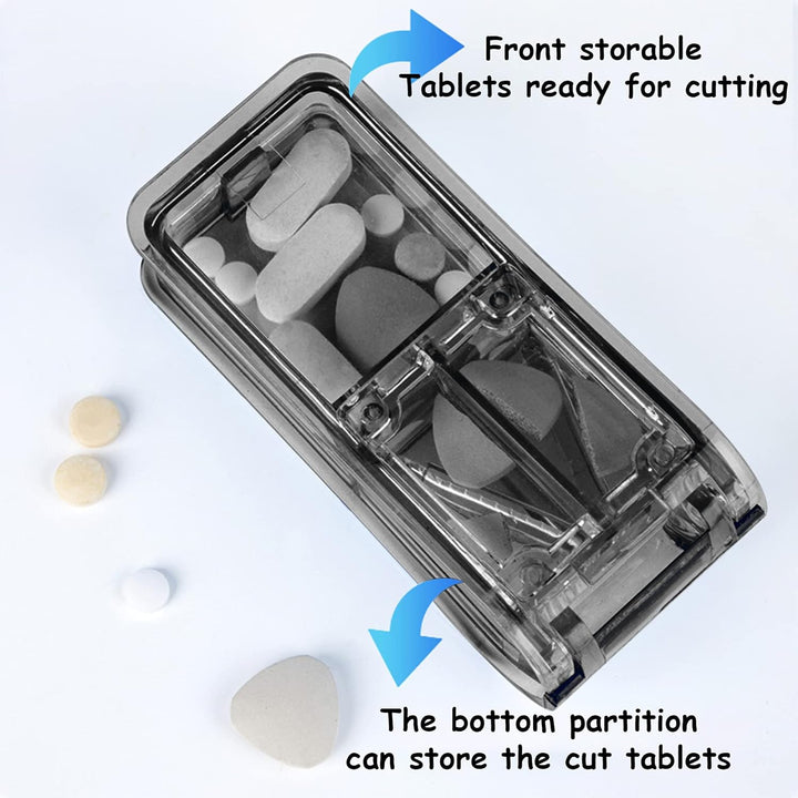 Pill Cutter,Small Pill Tablet Cutter,Pill Splitter with Blade for Small Pills Large Pills Cut in Half Quarter,With Pill Box,To Divide and Carry Daily Medication(Black)