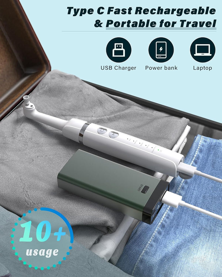 Tooth Polisher,  Teeth Whitening Kit with 5 Modes for Plaque Stain Removal Yellow Teeth, Teeth Polisher Stain Remover with 5 Heads & 3 Polishing Paste, Rechargeable