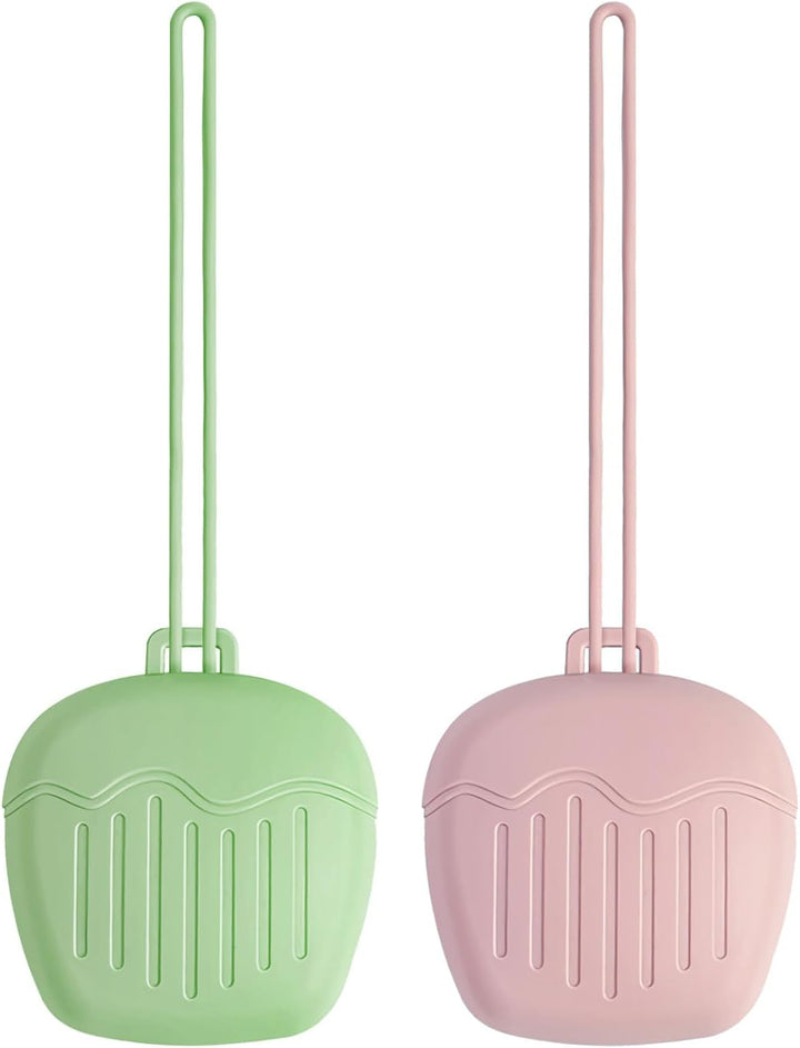 2Pcs Silicone Dummy Case, Universal Pacifier Holder Storage Box, Bpa-Free Pacifier Holder Storage Box, Easy to Clean Portable Baby Pacifier Case Snoother Pods for Travel, Home (Blue+Green)