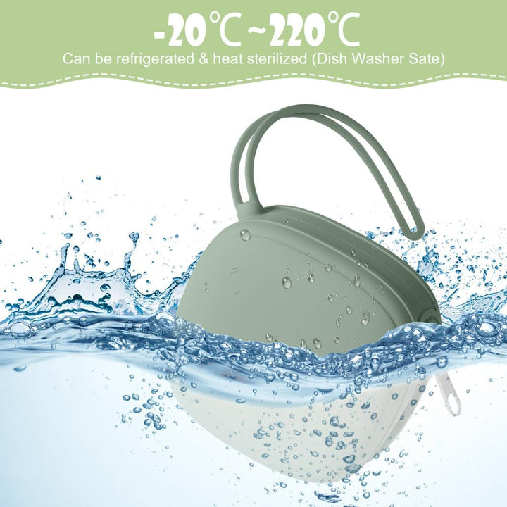 Dummy Holder Case, Silicone Dummy Holder Case, Baby Dummy Holder Case, Square Pacifier Holder Case, Portable Soother Pods for Baby, Baby Pacifier Case for Travel, Home (Green)