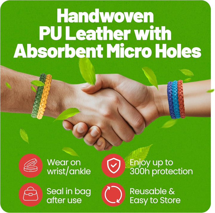 Mosquito Repellent Bracelet 15 Pack, Insect Repellent Bracelet - 300 Hours Insect Repellent Protection, Deet-Free, Mosquito Bands, Adjustable Bands for Adults & Kids