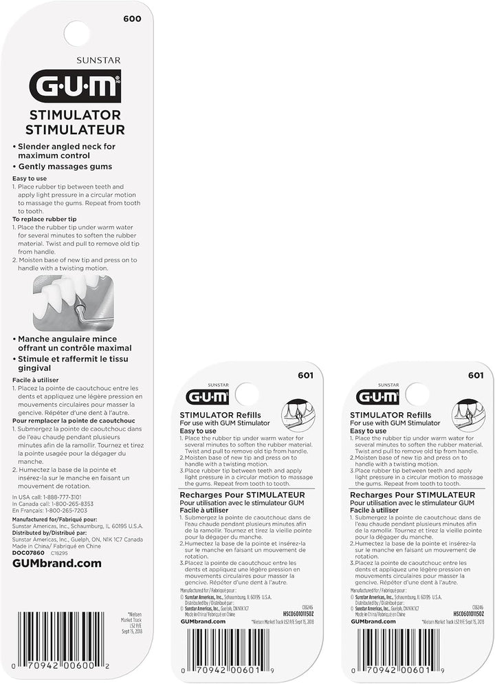 Stimulator Bundle, Permanent Handle with Rubber Tip to Massage and Strengthen and 2 Refill Packs, (Handle + 2 Refill Packs)