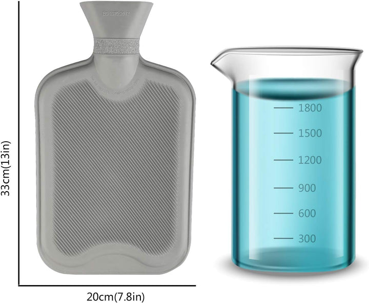 Hot Water Bottle with Cover - 1.8L Soft Fluff Hot Water Bottle, Comfortable, Safety, Heat Retention Good Performance, Warm in Winter, Suitable for Children, Baby, Adult, the Best Winter Gifts