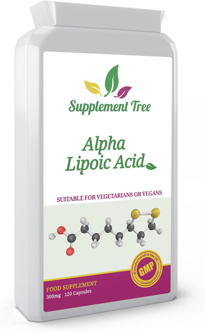 Alpha Lipoic Acid 300Mg 120 Capsules - Easy to Take Daily ALA Supplement - UK Manufactured GMP Guaranteed Quality