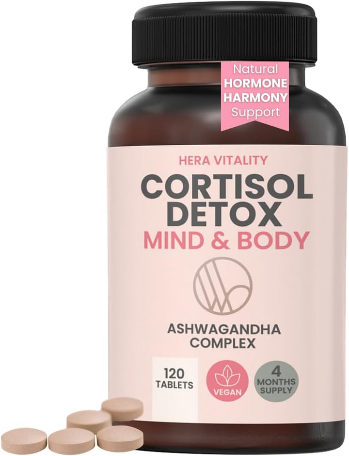 Ashwagandha Mind & Body Balance 1000Mg – Cortisol Detox Reducing Supplement for Stress, Anxiety, Sleep, Hormone Balance, Energy & Focus – 120 Vegan Tablets