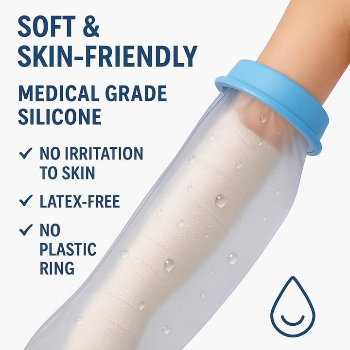 Waterproof Cast Cover Arm Reusable Silicone Adult Plaster Cast Waterproof Cover Arm for Shower Protect Wrist Elbow Wound Bandages Burns & Surgeries Comfortable & Easy to Use One Size Fits Most