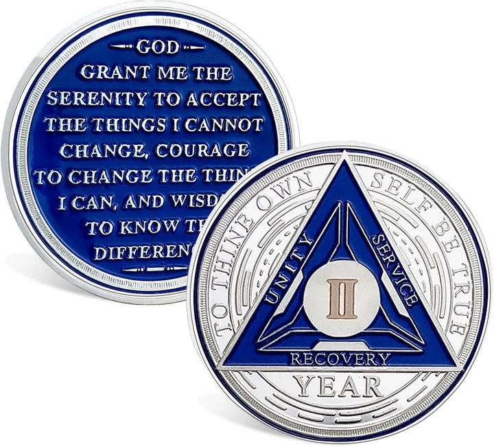 2 Year Sobriety Chip - Triplate AA Coin and Medallion Sobriety Coin Recovery Chips Sober Anniversary Token Sobriety Gifts Alcoholics Anonymous Recovery for Men Women