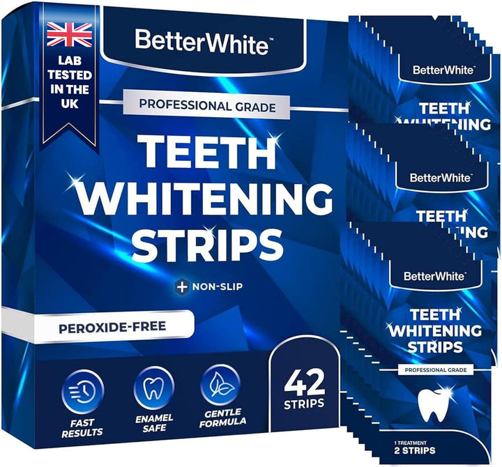 Professional Teeth Whitening Strips 7 Treatments - Enamel Safe - Non-Sensitive Formula - 14 Peroxide-Free Whitening Strips - Dentist Formulated Teeth Whitening Kit