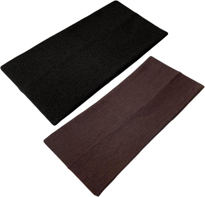 Extra Wide Headbands 11Cm Plain Stretchy Kylie Head Band 2 Pack Unisex Bandeau Headbands for Women & Men Soft Hairbands Yoga Bandana Headband (Black)