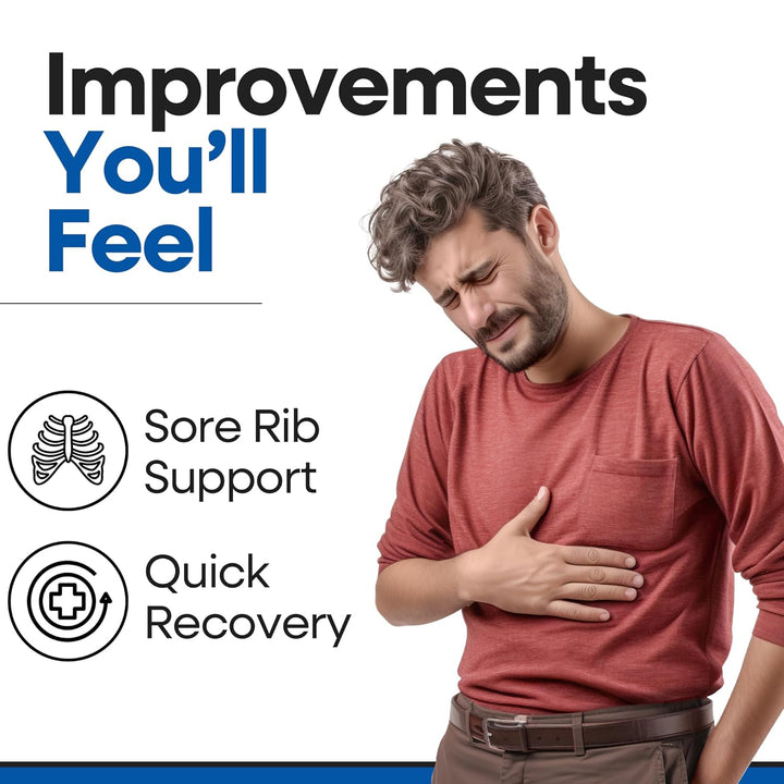 Rib Brace Chest Binder | Rib Belt to Reduce Rib Cage Pain | Chest Compression Support for Rib Muscle Injuries, Bruised Ribs | Breathable Chest Wrap Rib Brace for Women Men (Large/Xl - Black - 44 Inch)