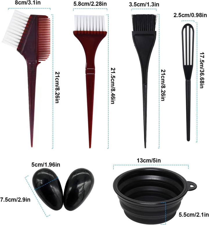 22 Piece Hair Dye Brush Kit, Hair Dye Bowl and Brush Kit, Tint Brush Earmuffs, Mixing Spoon, Gloves and Disposable Shawl,Shower Cap,Hair Dye Bowl Your DIY Salon Hair Coloring Kit