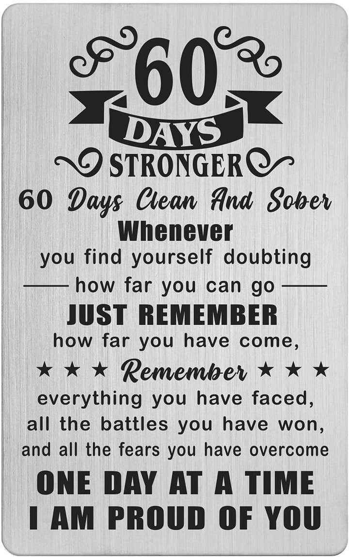 2 Year Sober Card - 2 Year Sobriety Gifts for Women Men - 2 Year Clean and Sober Gifts - 2 Yr Addiction Recovery Engraved Wallet Cards Token