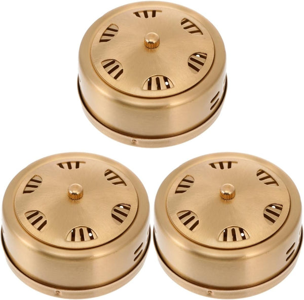 Copper Moxibustion Box 3 Pcs Portable Moxa Burner Case with 6-Hole Design for Home and Massage Therapy Thickened Texture Prevents Stick Dropping