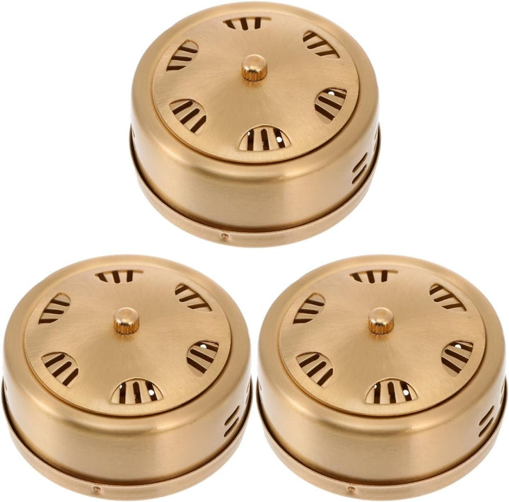 Copper Moxibustion Box 3 Pcs Portable Moxa Burner Case with 6-Hole Design for Home and Massage Therapy Thickened Texture Prevents Stick Dropping
