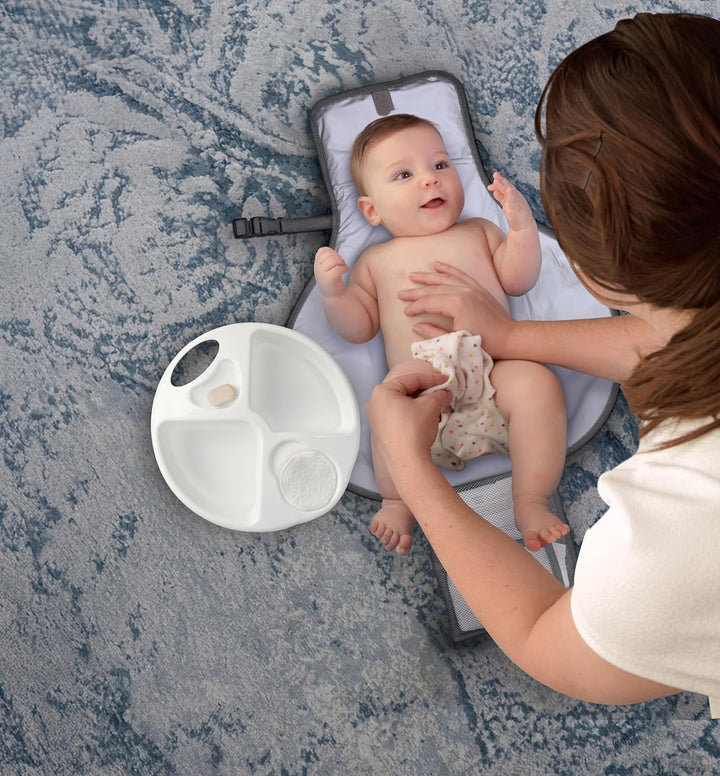 Top & Tail Bowl, Everyday Usage, Top & Tail Bowl for Baby'S Baths, 2 Separate Areas for Top and Tail Sponges, Ergonomic Design, Lightweight & Portable, Easy Clean, 0M+, Bright White