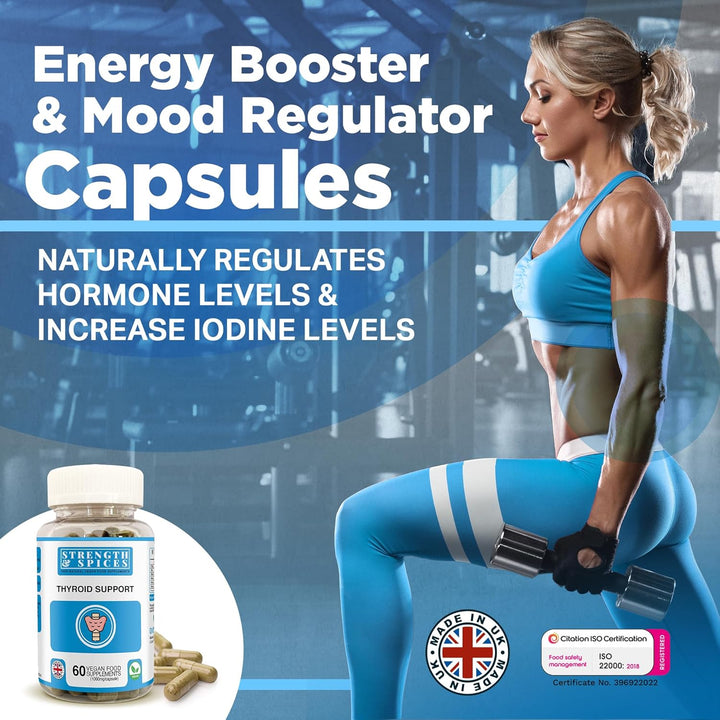 Natural Thyroxine, Thyroid Support Supplement for Better Mood and Energy, Hormone Balance for Women and Men, Rich in Maca Root, Kelp, Ashwagandha and Brazil Nuts, 1000Mg, 60 Capsules