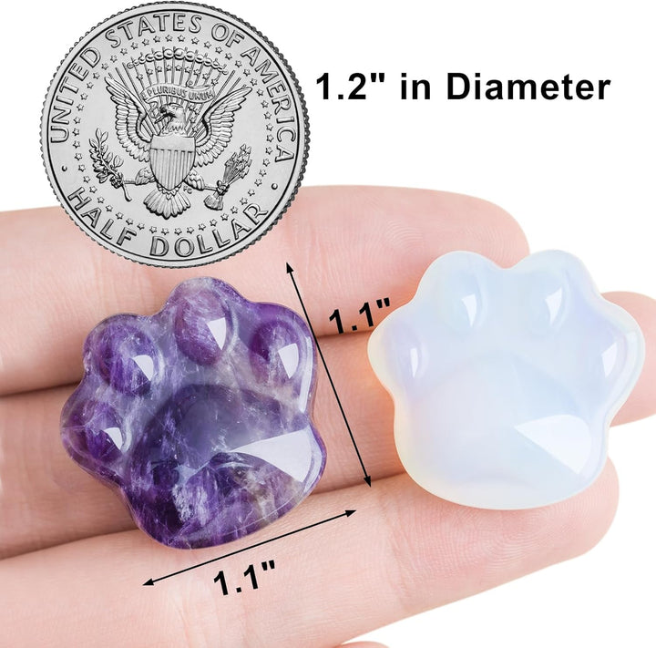 Cat Crystals and Healing Stones, Natural Stone for Anxiety Relief, Emotional Balance & Positive Energy, Pocket-Sized Worry Stones for Stress Relief, Unique Gift for Crystal Cat Lovers (Amethyst)